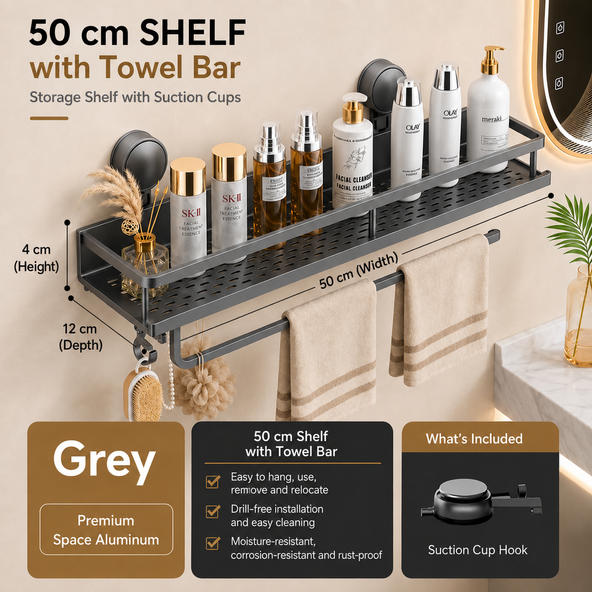 LuxeHold Bathroom Shelf
