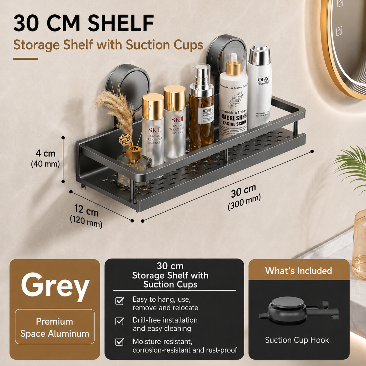 LuxeHold Bathroom Shelf